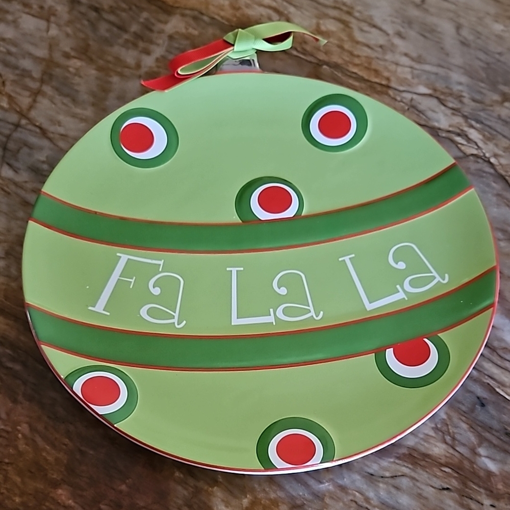 MUD PIE Fa La La Ornament Christmas Dinner Plate 9.5"